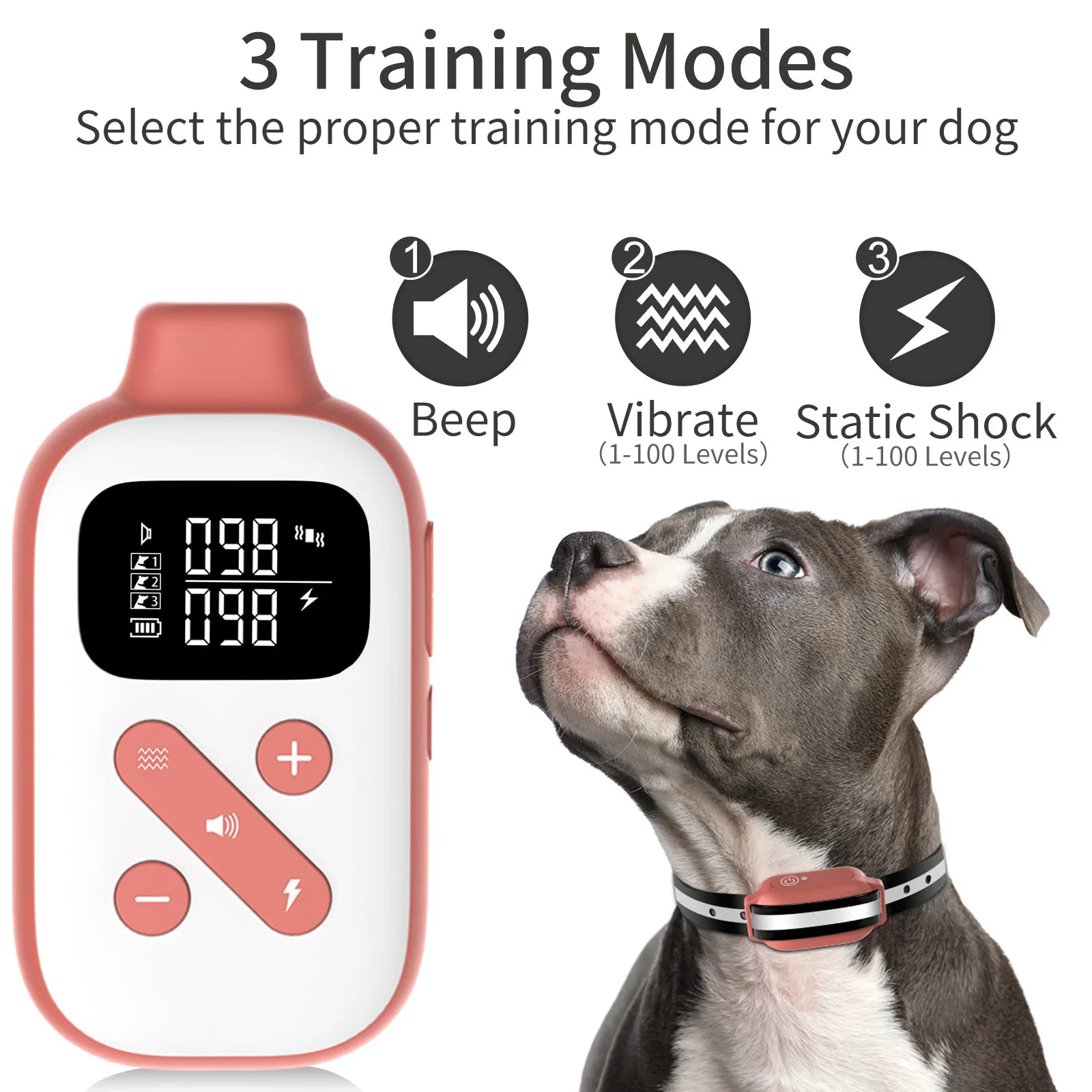Intelligent Dog Training Collar   Remote Control E Collar with Vibration, Beep & Shock Modes for Small Medium Large Dogs