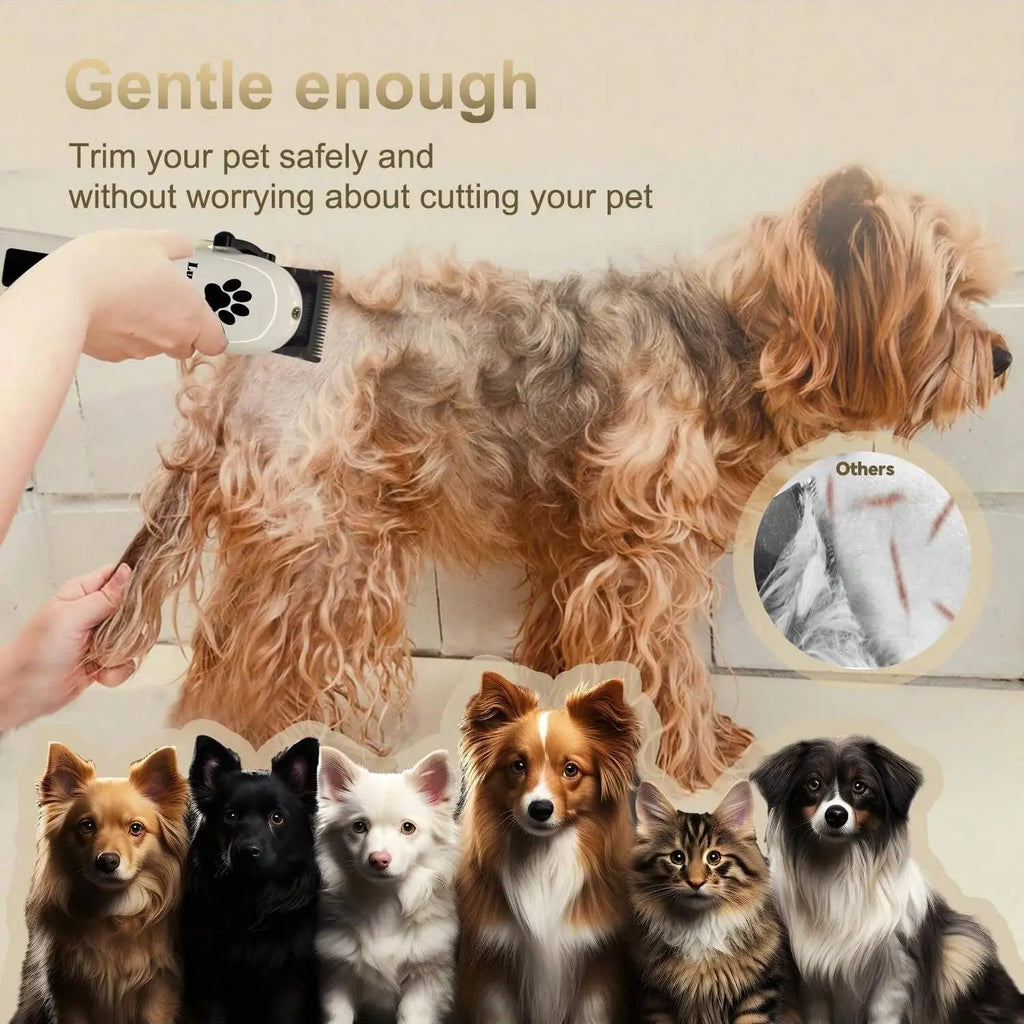 Set 3 Fully Equipped Pet Electric Hair Nail Trimmers Strong Power Low Noise Rechargeable Cordless Dog Cat Paw Pet Grooming