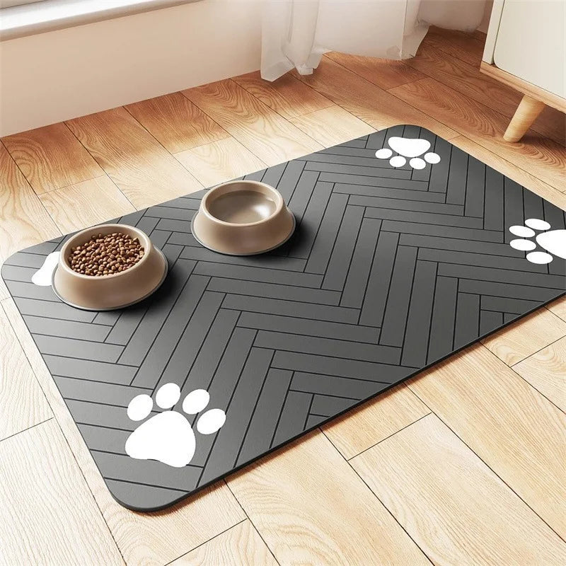 Modern Cat Litter Mat Animal Pet Feeding Splash-proof Diatom Mud Square Shape Easy Clean Foldable Pad for Cats & Dogs