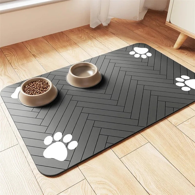 Modern Cat Litter Mat Animal Pet Feeding Splash-proof Diatom Mud Square Shape Easy Clean Foldable Pad for Cats & Dogs