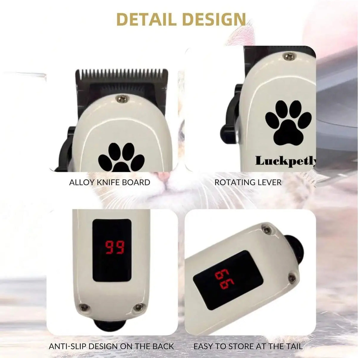 Set 3 Fully Equipped Pet Electric Hair Nail Trimmers Strong Power Low Noise Rechargeable Cordless Dog Cat Paw Pet Grooming