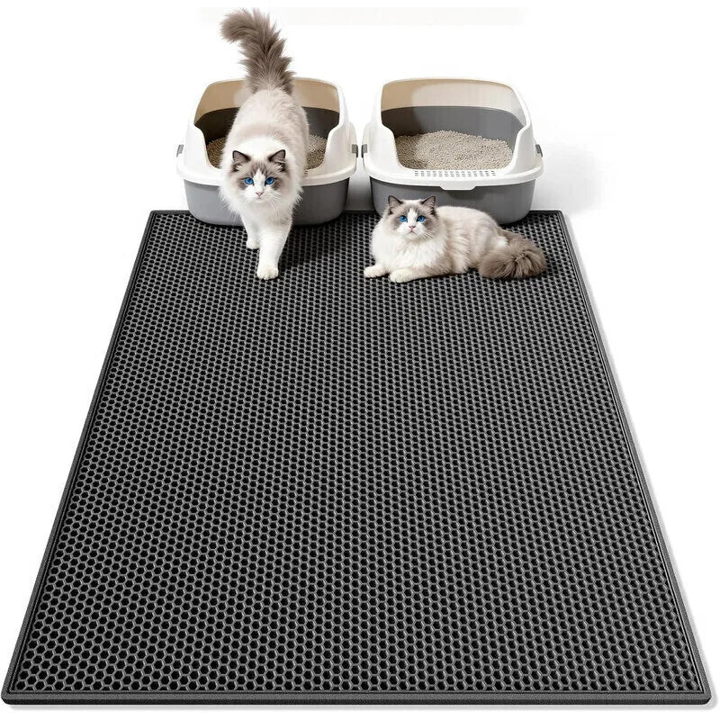 Cat Litter Mat, Honeycomb Double Layer Design, EVA Pad for Litter Box, Traps Urine & Scatter, Easy Clean Non-Slip Mat, Reduce Wa