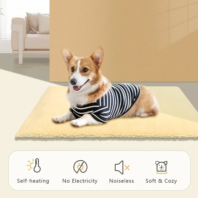 Self Warming Cat Bed Heating Cat Dog Mat Extra Warm Thermal Pet Pad for Pets with Removable Cover Non-Slip Bottom Non Electric
