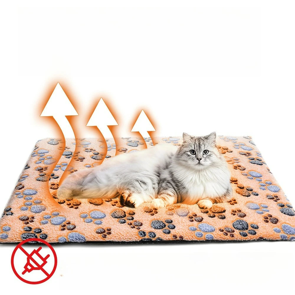 Self Warming Cat Bed Heating Cat Dog Mat Extra Warm Thermal Pet Pad for Pets with Removable Cover Non-Slip Bottom Non Electric