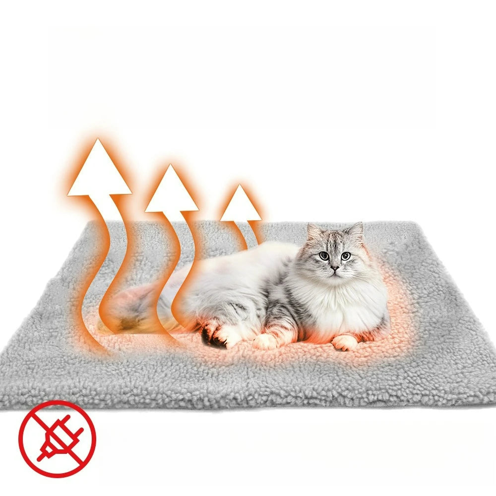 Self Warming Cat Bed Heating Cat Dog Mat Extra Warm Thermal Pet Pad for Pets with Removable Cover Non-Slip Bottom Non Electric