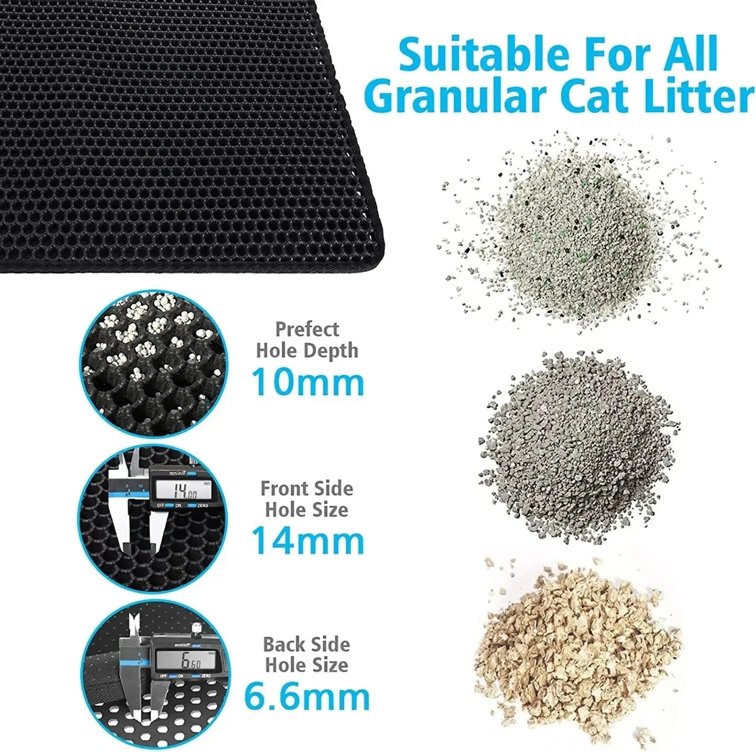 Cat Litter Mat 2-Layer Design Premium Sand Trapping Technology Waterproof Base Non-Slip Pet Floor Protector for Indoor Kittens