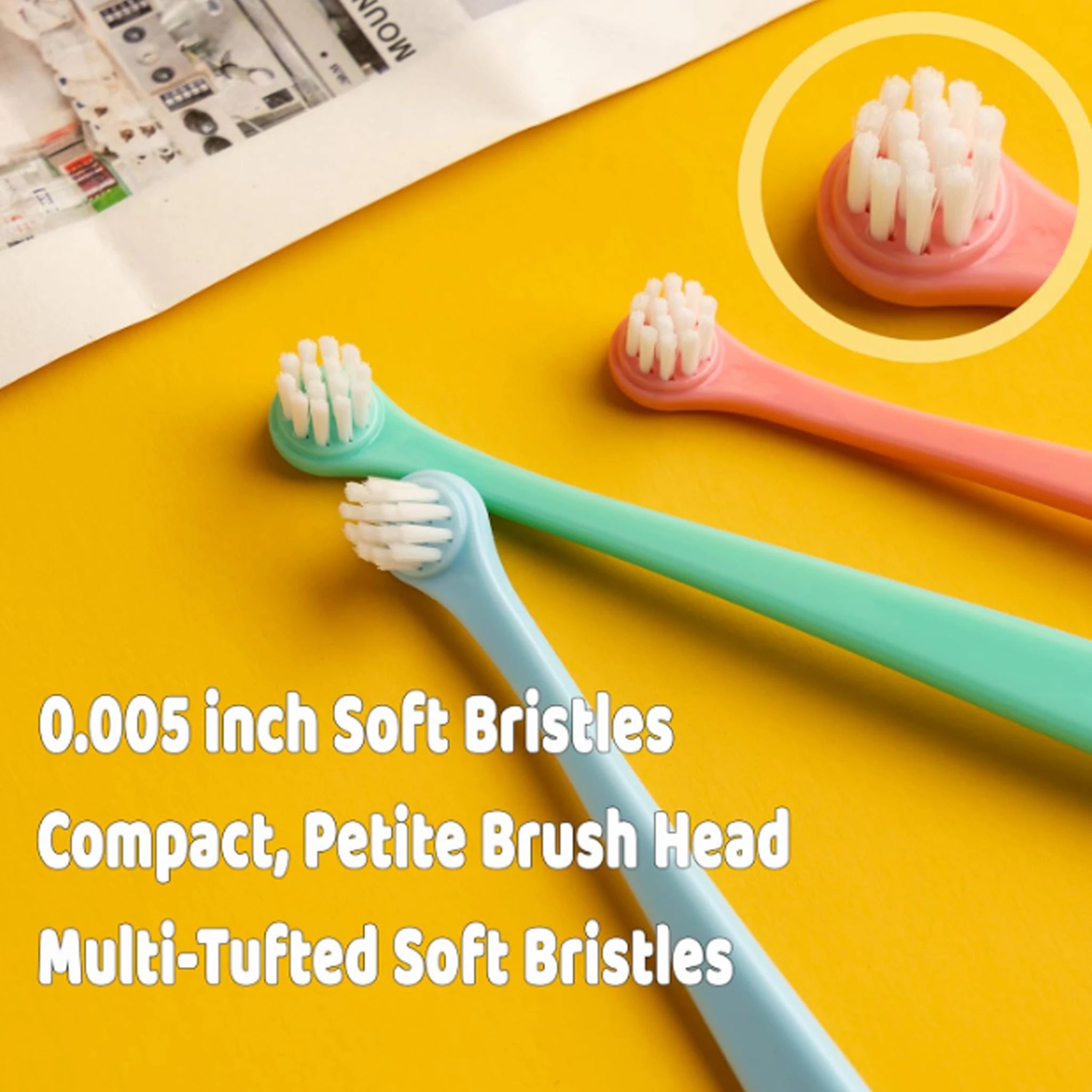 3 Pcs Pet Toothbrush Soft-bristled Toothbrush Designed For Easy Cleaning Teeth Of Cats & Dogs Suitable Small To Large Dogs, Cats