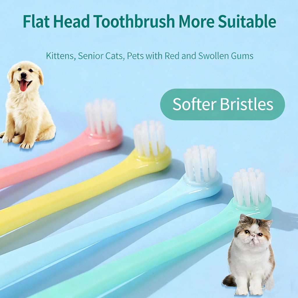 3 Pcs Pet Toothbrush Soft-bristled Toothbrush Designed For Easy Cleaning Teeth Of Cats & Dogs Suitable Small To Large Dogs, Cats