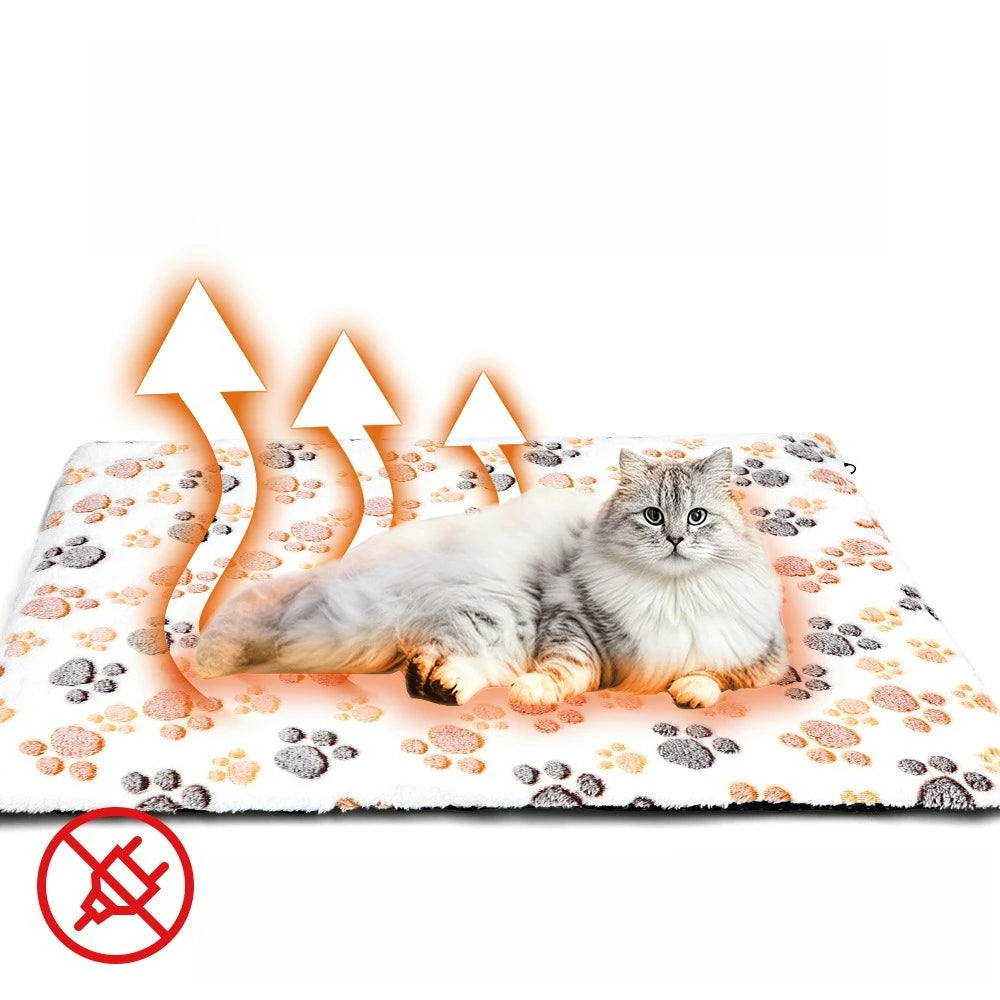 Self Warming Cat Bed Heating Cat Dog Mat Extra Warm Thermal Pet Pad for Pets with Removable Cover Non-Slip Bottom Non Electric