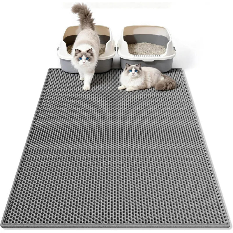 Cat Litter Mat, Honeycomb Double Layer Design, EVA Pad for Litter Box, Traps Urine & Scatter, Easy Clean Non-Slip Mat, Reduce Wa