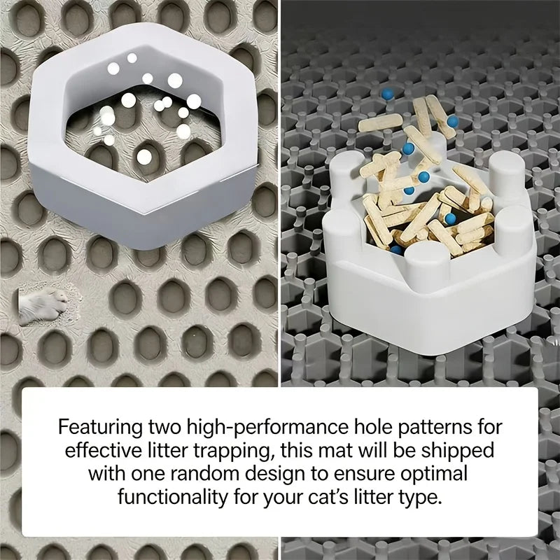 Cat Litter Mat, Honeycomb Double Layer Design, EVA Pad for Litter Box, Traps Urine & Scatter, Easy Clean Non-Slip Mat, Reduce Wa