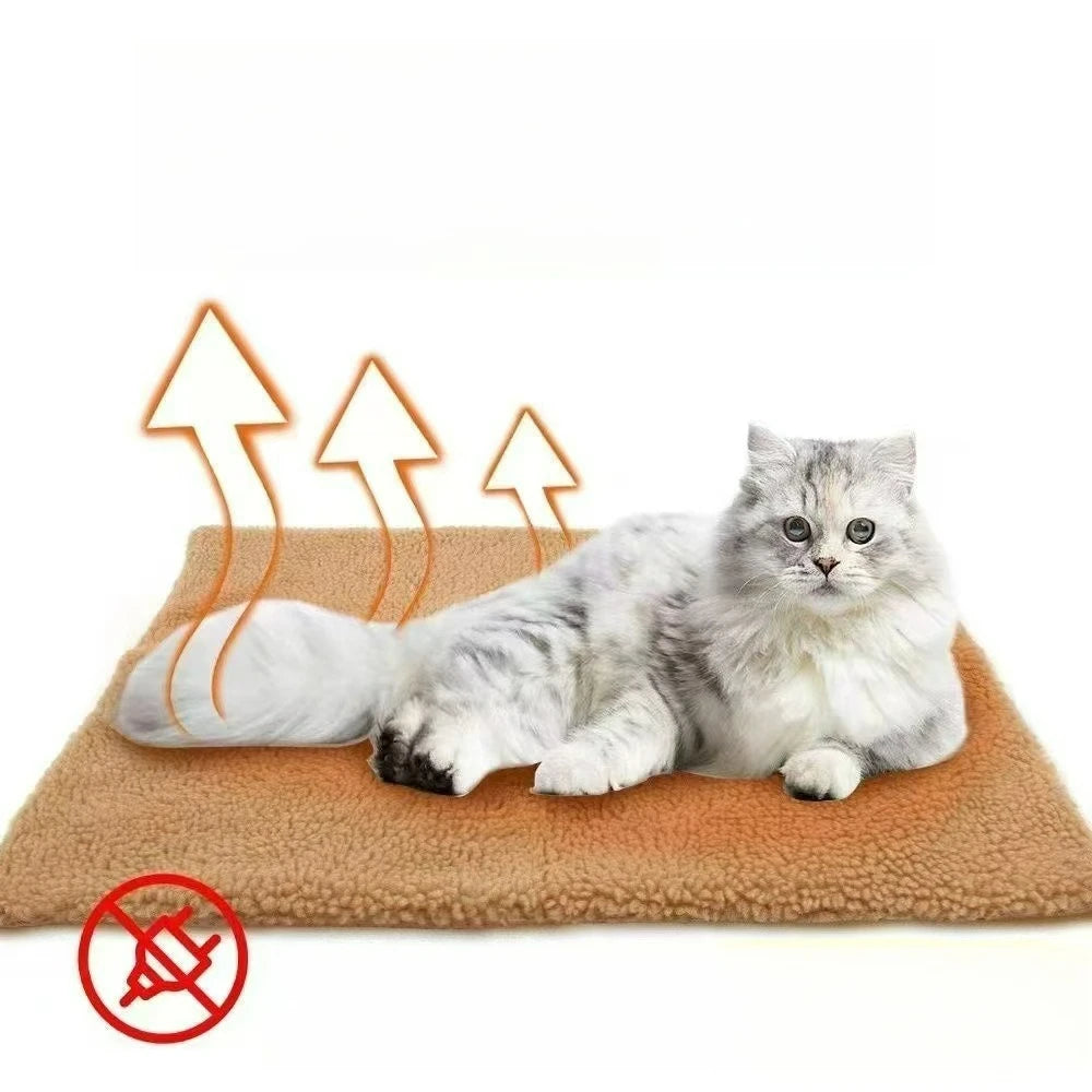 Self Warming Cat Bed Heating Cat Dog Mat Extra Warm Thermal Pet Pad for Pets with Removable Cover Non-Slip Bottom Non Electric