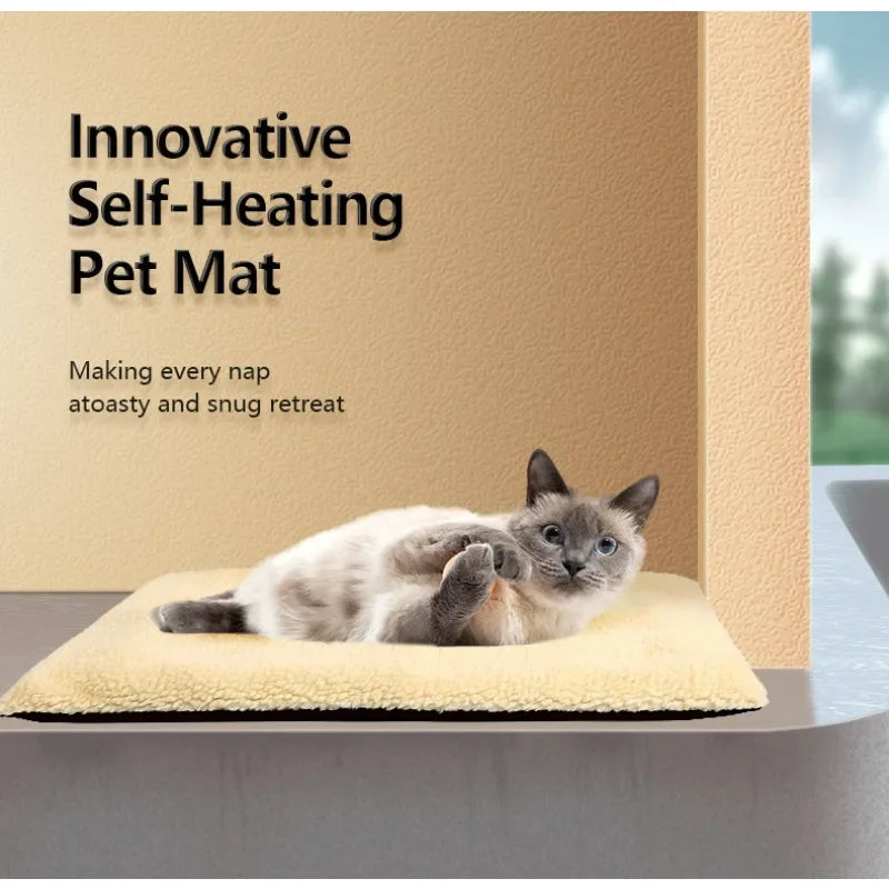 Self Warming Cat Bed Heating Cat Dog Mat Extra Warm Thermal Pet Pad for Pets with Removable Cover Non-Slip Bottom Non Electric